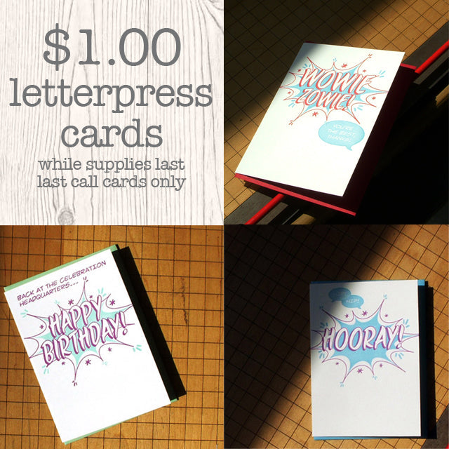 $1 Letterpress Card Sale!