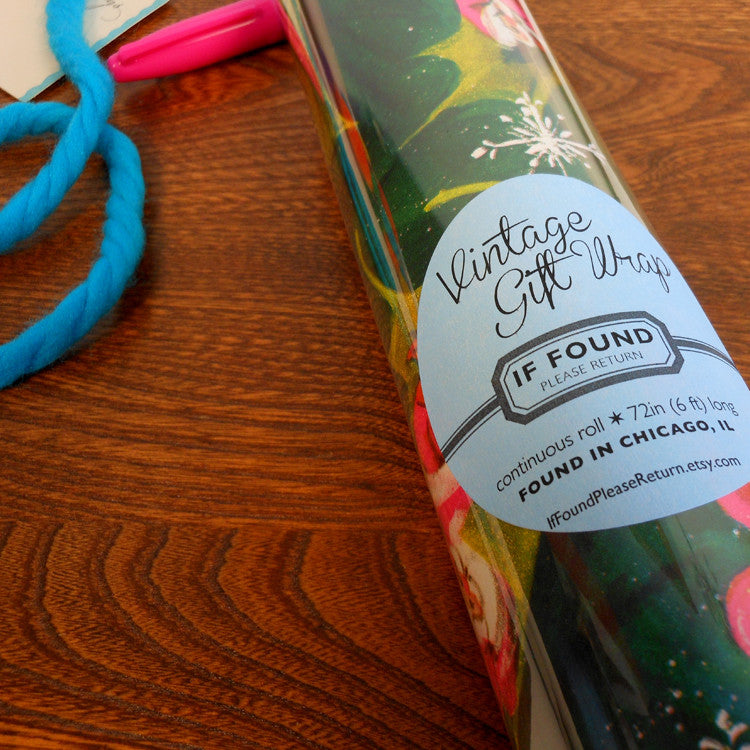 vibrant celestial santa gift wrap