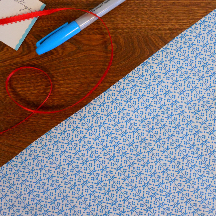 vintage pretty blue dingbat gift wrap roll