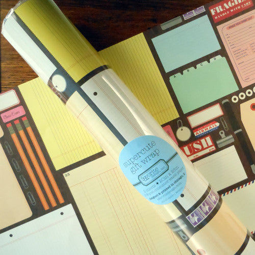 vintage office supplies gift wrap