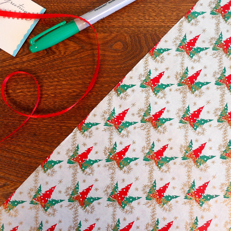 vintage tiny christmas tree tinsel vintage gift wrap