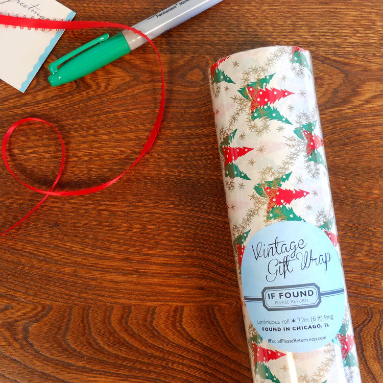 vintage tiny christmas tree tinsel vintage gift wrap