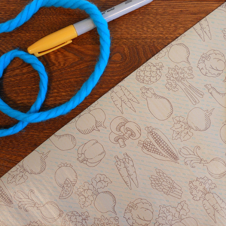 vintage iridescent veggies gift wrap