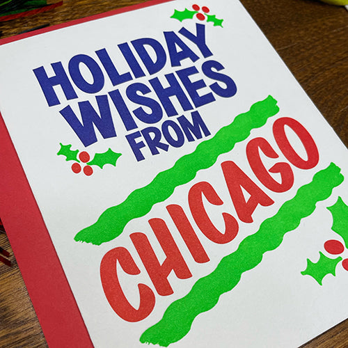 holiday wishes from chicago grocery sign