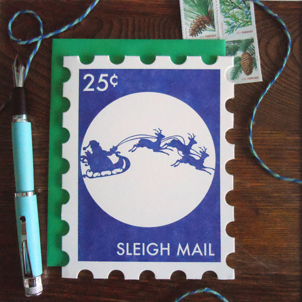sleigh mail holiday stamp