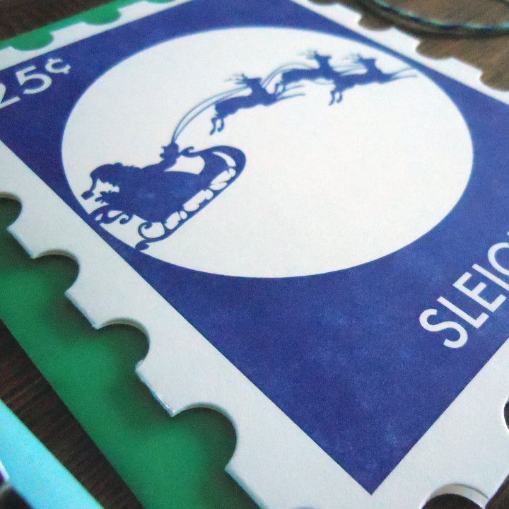 sleigh mail holiday stamp