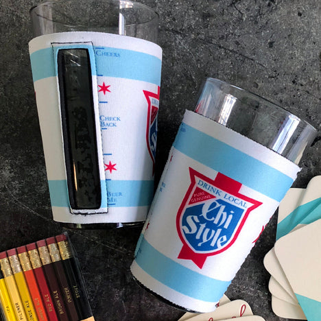 pint glass koozie with window  a. favorite design