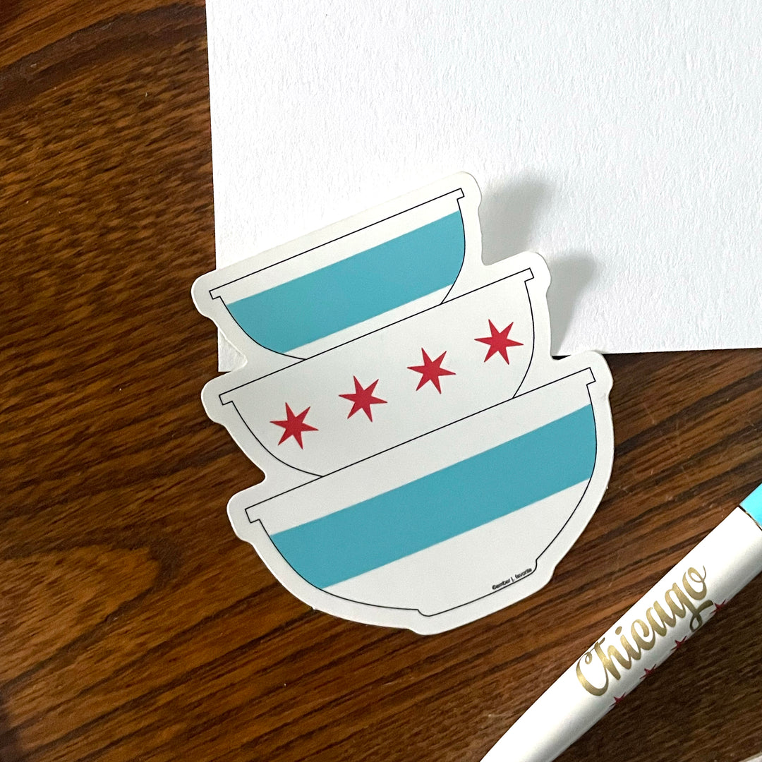 chicago pyrex bowl stack sticker