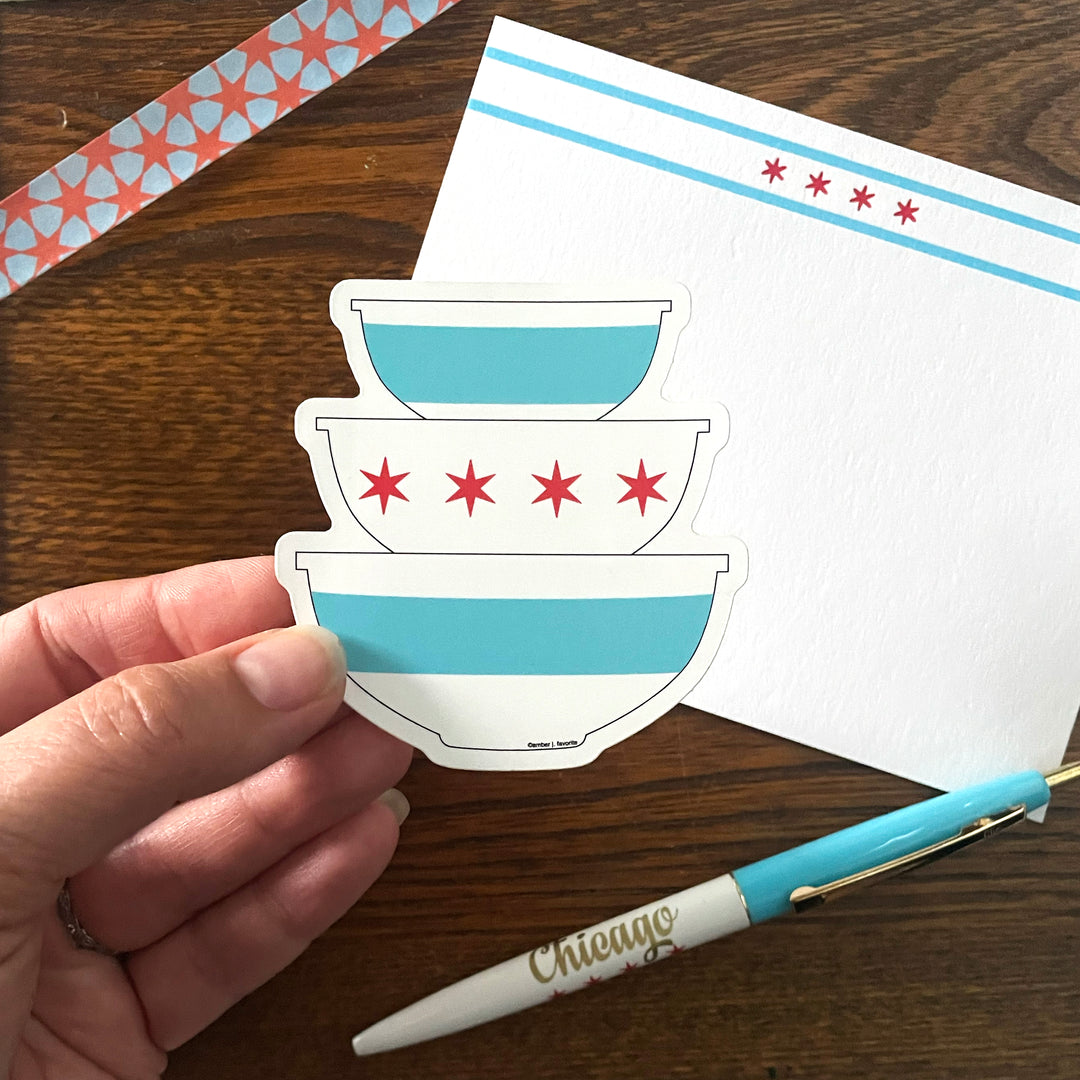 chicago pyrex bowl stack sticker