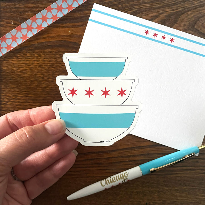 chicago pyrex bowl stack sticker