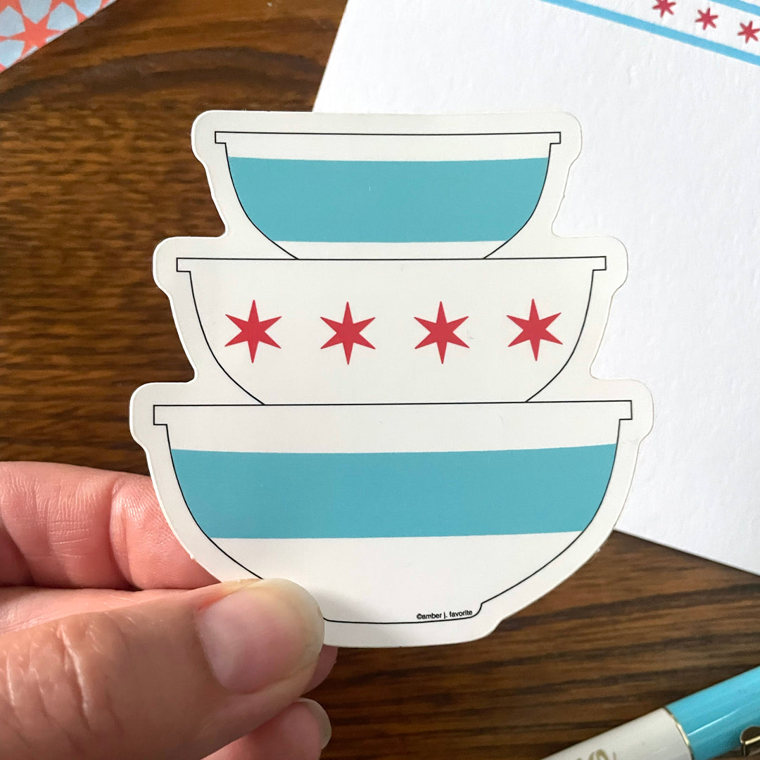 chicago pyrex bowl stack sticker