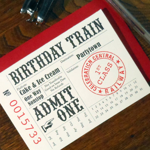 Train Ticket Birthday Invitation