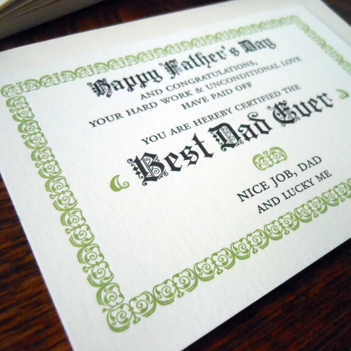 best dad ever certificate