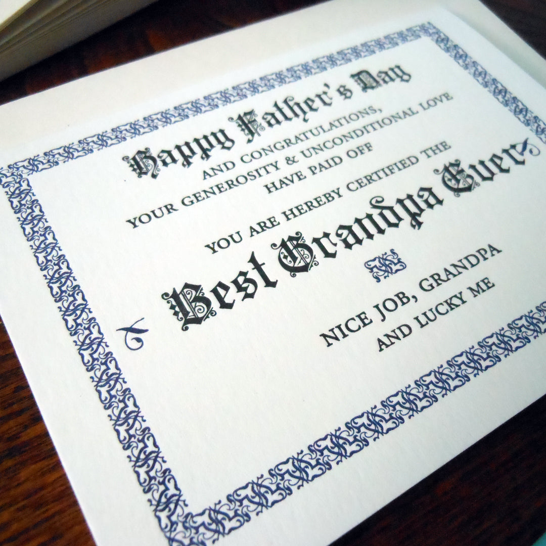 best grandpa ever certificate