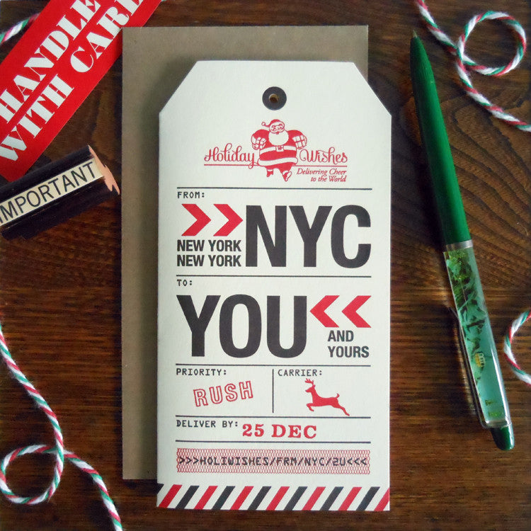 holiday new york city luggage tag
